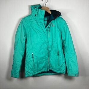 Gerry Jacket Women Medium Teal‎ Hooded Full Zip Outdoor Performance Puffer Inner